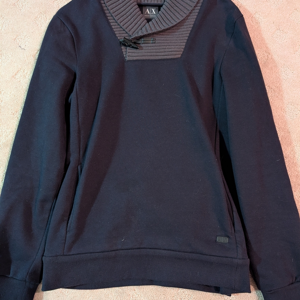 AX Armani Exchange Shawl Turtle Neck Sweater Navy Small Like New